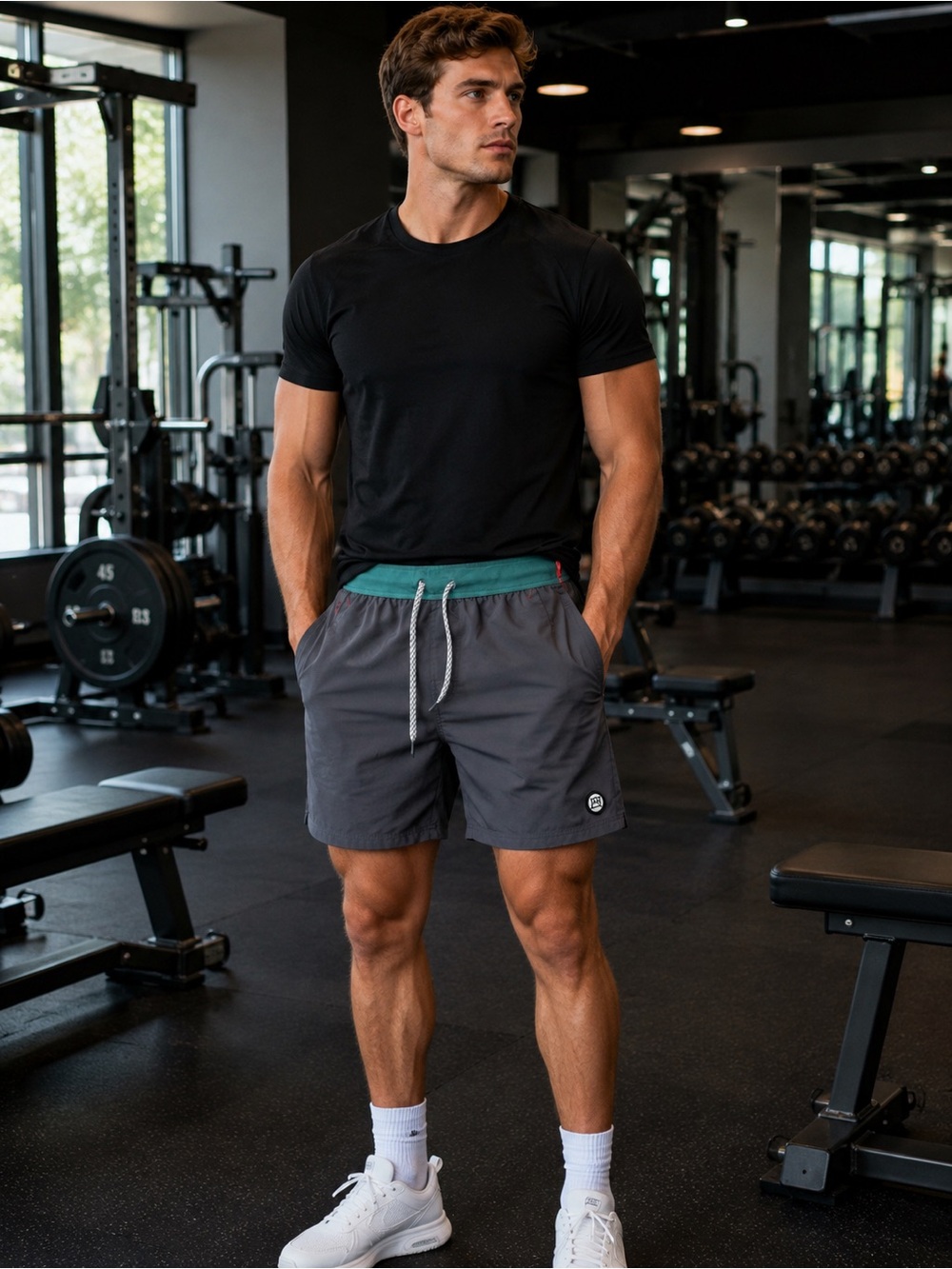 Avalanche Men’s Athletic Performance Shorts Gray Green Drawstring Gym Activewear
